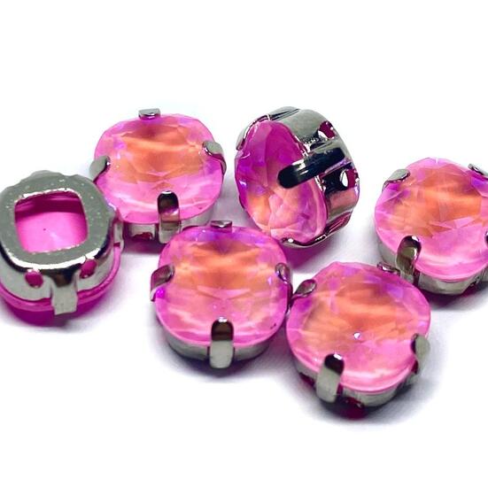 Стразы стекло К9 в цапах Квадрат Светло Розовый 8 мм 3 шт. _СМ0805