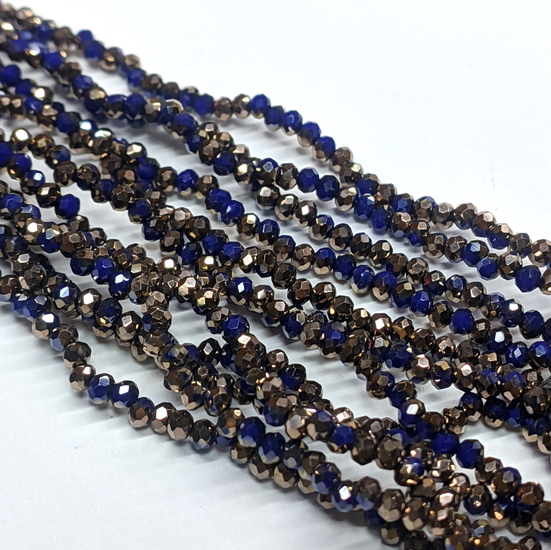 Бусины Swarovski огранка рондель 3х2 мм Ø 0,8 мм +-175 шт. Синее золото АВ_046_3х2-046