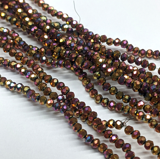 Бусины Swarovski огранка рондель 3х2 мм Ø 0,8 мм +-175 шт. Красное золото АВ_045_3х2-045