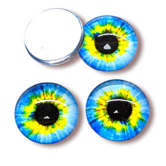 Глаза для игрушек Живые стеклянные 8 мм Желто-Синий 10 пар _ГС08001