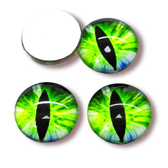 Глаза для игрушек Кошачьи стеклянные 16 мм Зеленый 8 пар _ГС16009