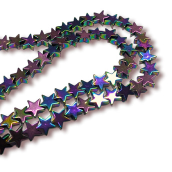 Бусины Звезды Гематит 6х6 мм Рондель Плоский Радужный 40 см