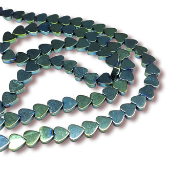 Бусины Сердце Гематит 6х2 мм Рондель Зеленый 40 см