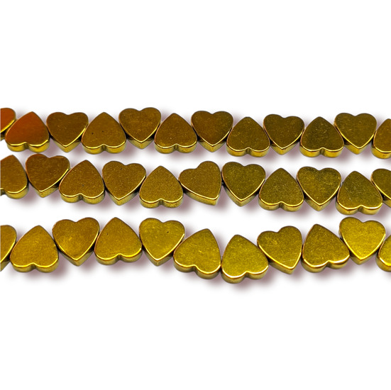 Бусины Сердце Гематит 8х2 мм Рондель Боковое Отверстие. Золото 40 см