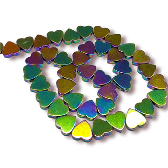 Бусины Сердце Гематит 8х2 мм Рондель Боковое Отверстие. Разноцветный 40 см
