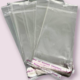 Пакет на липкой ленте для изделий, Прозрачный, размер 7х17,5см, в уп. +-100 шт.