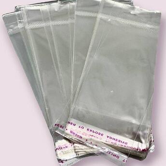 Пакет на липкой ленте для изделий, Прозрачный, размер 7х17,5см, в уп. +-100 шт.