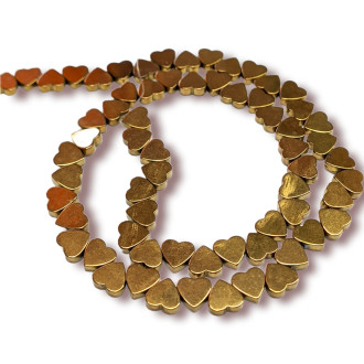 Бусины Сердце Гематит 6х2 мм Рондель Боковое отверстие. Темное золото 40 см