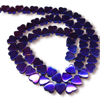 Бусины Сердце Гематит 6х2 мм Рондель Боковое отверстие. Фиолетовый 40 см