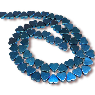 Бусины Сердце Гематит 6х2 мм Рондель Боковое отверстие. Синий 40 см