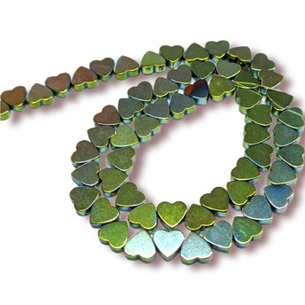 Бусины Сердце Гематит 6х2 мм Рондель Боковое отверстие. Зеленый 40 см