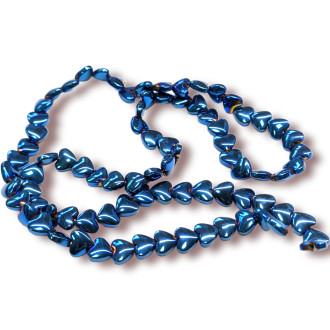 Бусины Сердце Гематит 6х3 мм Рондель Синий 40 см