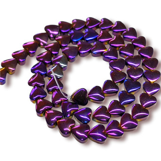 Бусины Сердце Гематит 6х3 мм Рондель Фиолетовый 40 см