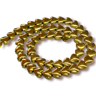 Бусины Сердце Гематит 6х3 мм Рондель Золото 40 см