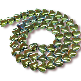 Бусины Сердце Гематит 6х3 мм Рондель Зеленый 40 см