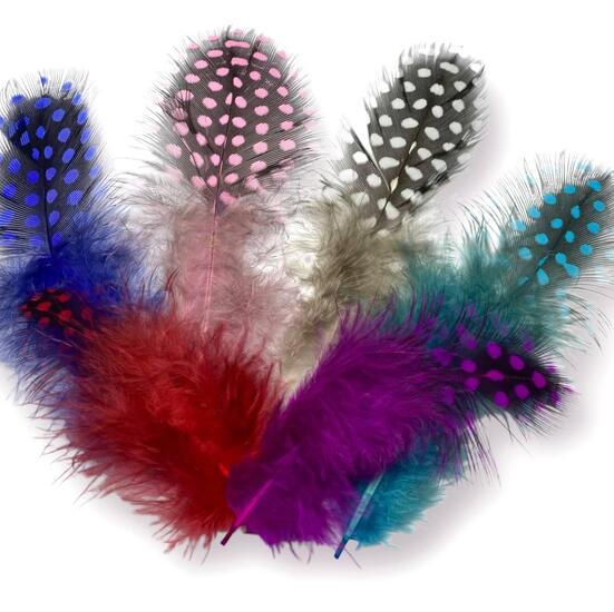 Перья цесарки 5-11 см 10 шт. Микс цветов_ПД8 024М
