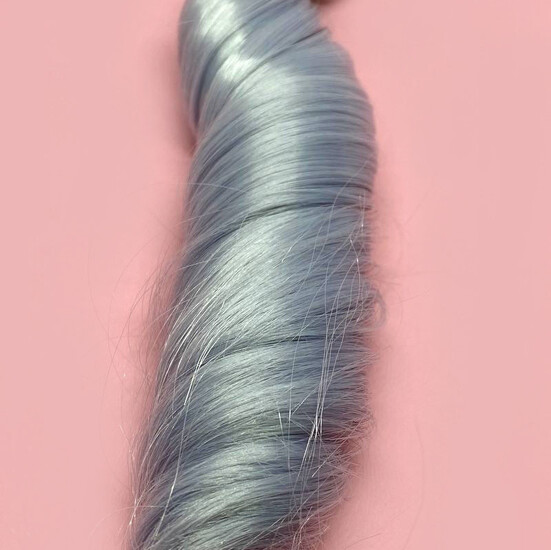 Волосы для кукол термостойкие римского типа голубой пепел (№9) длина 15 см