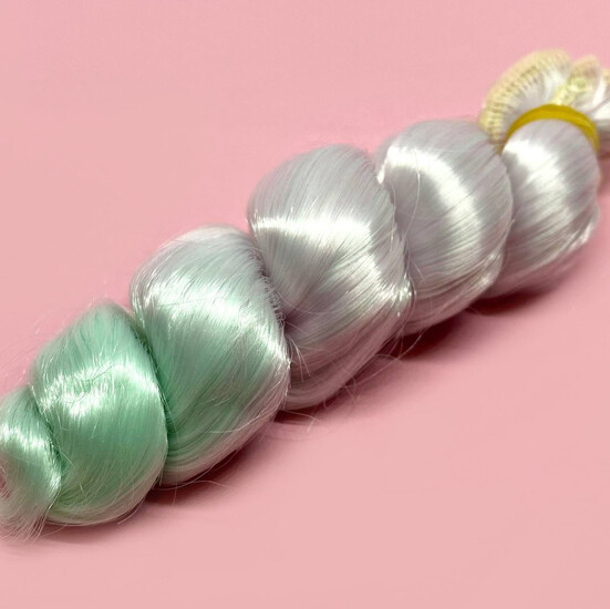 Волосы для кукол термостойкиекудряшки омбре лавандовый бирюза (№08) длина 15-20 см