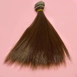 Волосся для ляльок термостійке пряме Каштан (№14) довжина 15 см