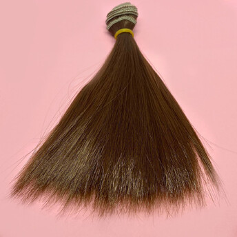 Волосы для кукол термостойкие прямые Каштан (№14) длина 15 см