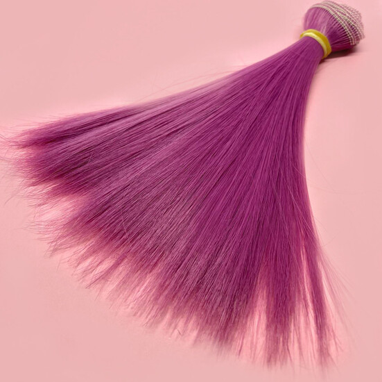 Волосы для кукол термостойкие прямые Фуксия (№39) длина 15 см