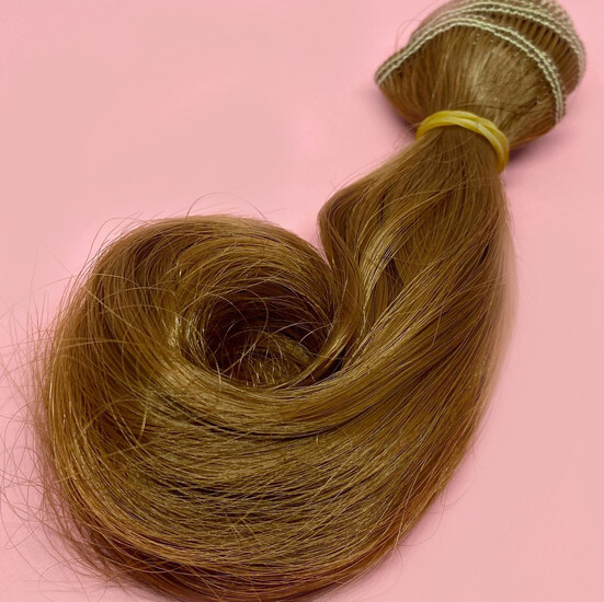 Волосы для кукол Kerr Ye Luoli прямые каре Светлый Каштан (№ 12) длина 15 см