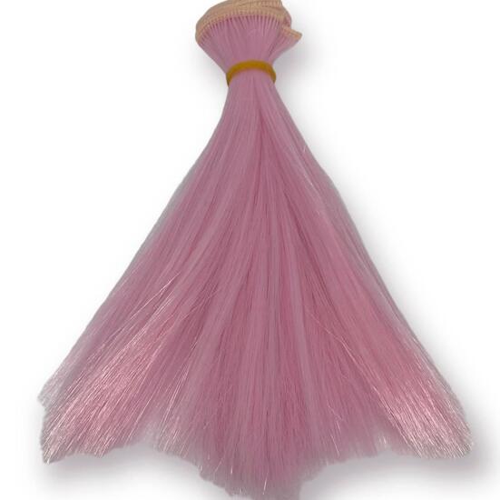 Волосы для кукол термостойкие прямые Розовый (№22) длина 15 см