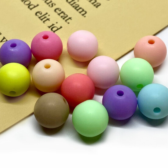 Бусины Шар пластик 10 мм Ø 2 мм +-25 г (±45 шт.) микс цветов матовые