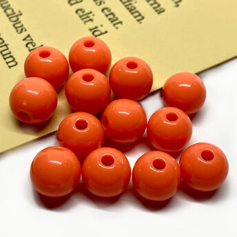 Намистини Куля пластик 10 мм Ø 2 мм +-25 г (±45 шт.) помаранчевий
