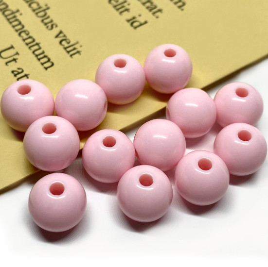 Бусины Шар пластик 10 мм Ø 2 мм +-25 г (±45 шт.) розовый