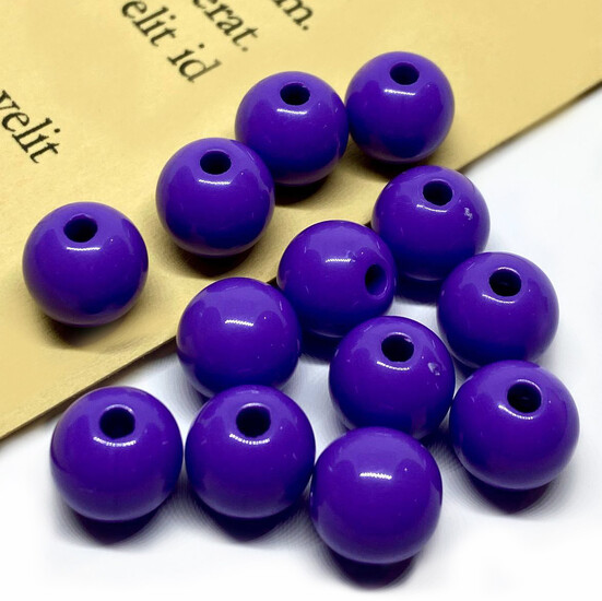 Бусины Шар пластик 10 мм Ø 2 мм +-25 г (±45 шт.) фиолетовый