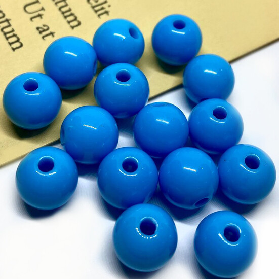 Бусины Шар пластик 10 мм Ø 2,1 мм +-25 г (±45 шт.) Голубой