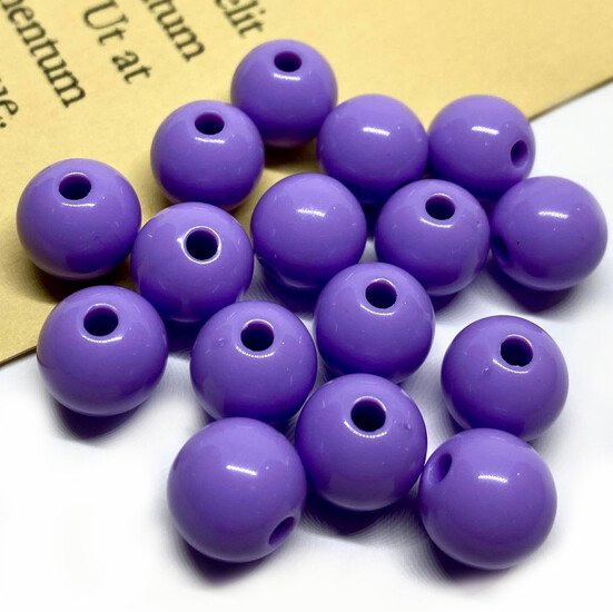 Бусины Шар пластик 10 мм Ø 2 мм +-25 г (±45 шт.) лавандовый