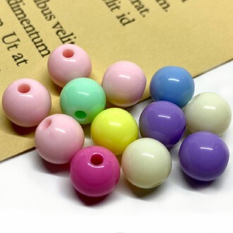 Бусины Шар пластик 10 мм Ø 2 мм +-25 г (±45 шт.) микс цветов глянцевый