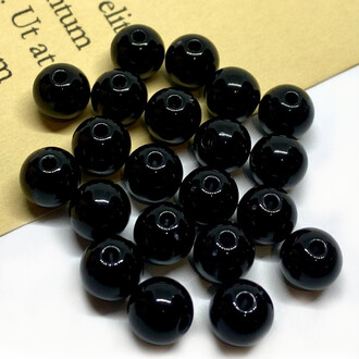 Бусины Шар пластик 8 мм Ø 1,8 мм +-25 г (±90 шт.) Черный