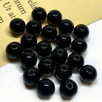 Намистини Куля пластик 8 мм Ø 1,8 мм +-25 г (±90 шт.) Чорний