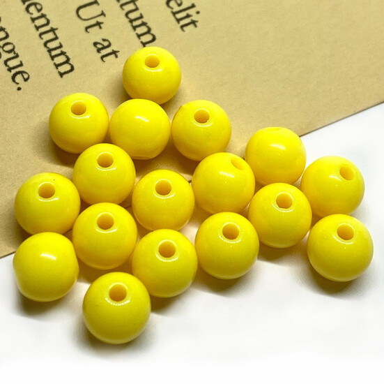 Бусины Шар пластик 8 мм Ø 1,8 мм +-25 г (±90 шт.) Желтый