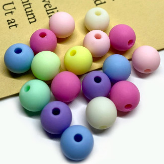 Намистини Куля пластик 8 мм Ø 1,8 мм +-25 г (±90 шт.) мікс кольорів матовий