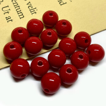 Намистини Куля пластик 8 мм Ø 1,8 мм +-25 г (±90 шт.) червоний
