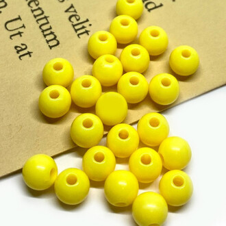 Бусины Шар пластик 6 мм Ø 1,7 мм +-25 г (±200 шт.) Желтый