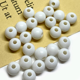 Бусины Шар пластик 6 мм Ø 1,7 мм +-25 г (±200 шт.) белый