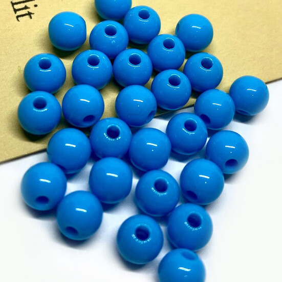 Бусины Шар пластик 6 мм Ø 1,7 мм +-25 г (±200 шт.) Голубой