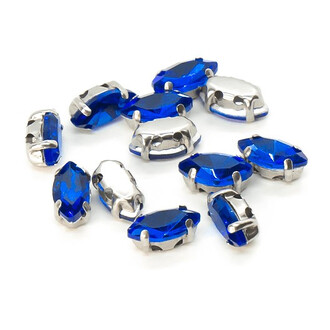 Стразы в цапах пришивные Лодочка 4х8 мм Электрик 10 шт.