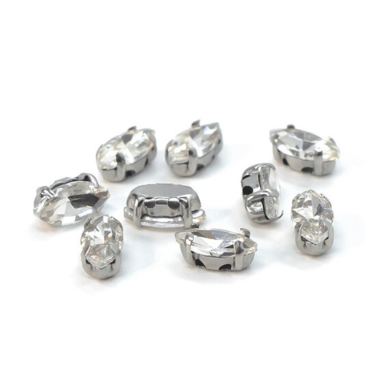 Уценка!!! Стразы в цапах пришивные Лодочка 6х12 мм Прозрачный 10 шт.