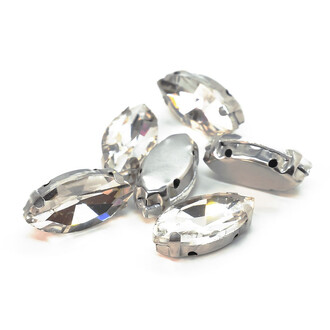 Стразы в цапах пришивные Лодочка 9х18 мм Прозрачный 10 шт.