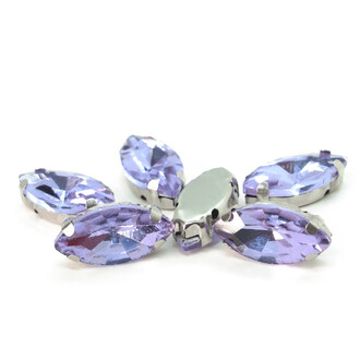 Стразы в цапах пришивные Лодочка 7х15 мм Сиреневый 10 шт.