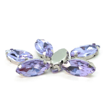 Стразы в цапах пришивные Лодочка 7х15 мм Сиреневый 10 шт.