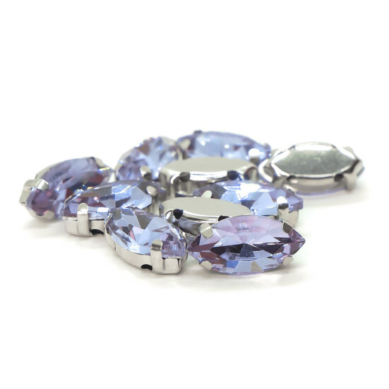 Стразы в цапах пришивные Лодочка 7х15 мм Сиреневый 10 шт.