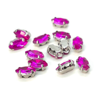 Стразы в цапах пришивные Лодочка 6х12 мм Розовый 10 шт.