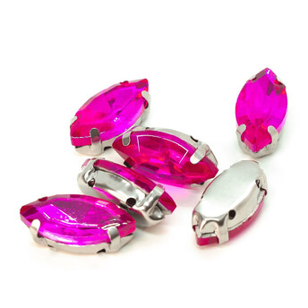 Стразы в цапах пришивные Лодочка 7х15 мм Розовый 10 шт.